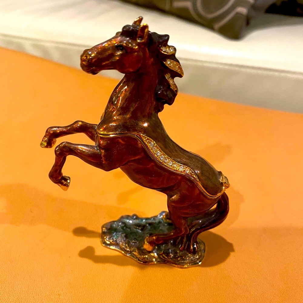Bejeweled Enamel Horse Trinket Box